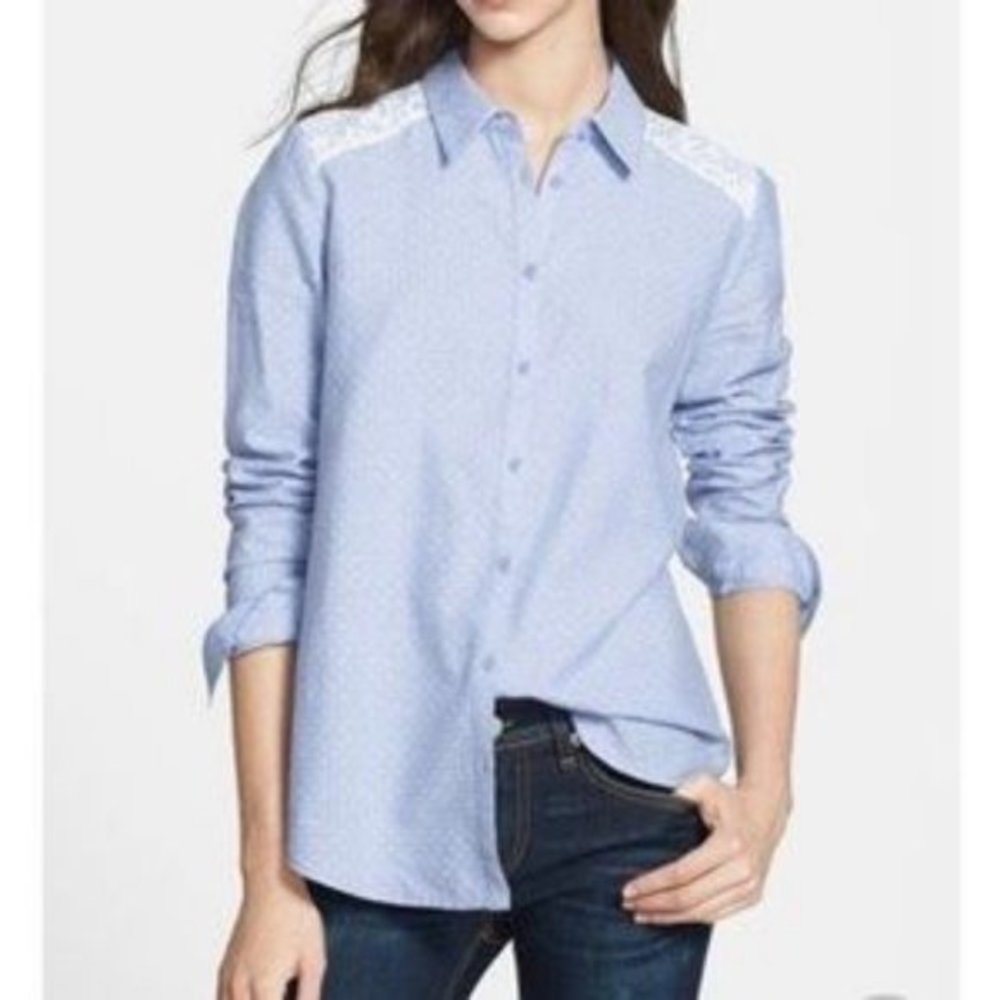 Hinge Polka Dot lace Button Down